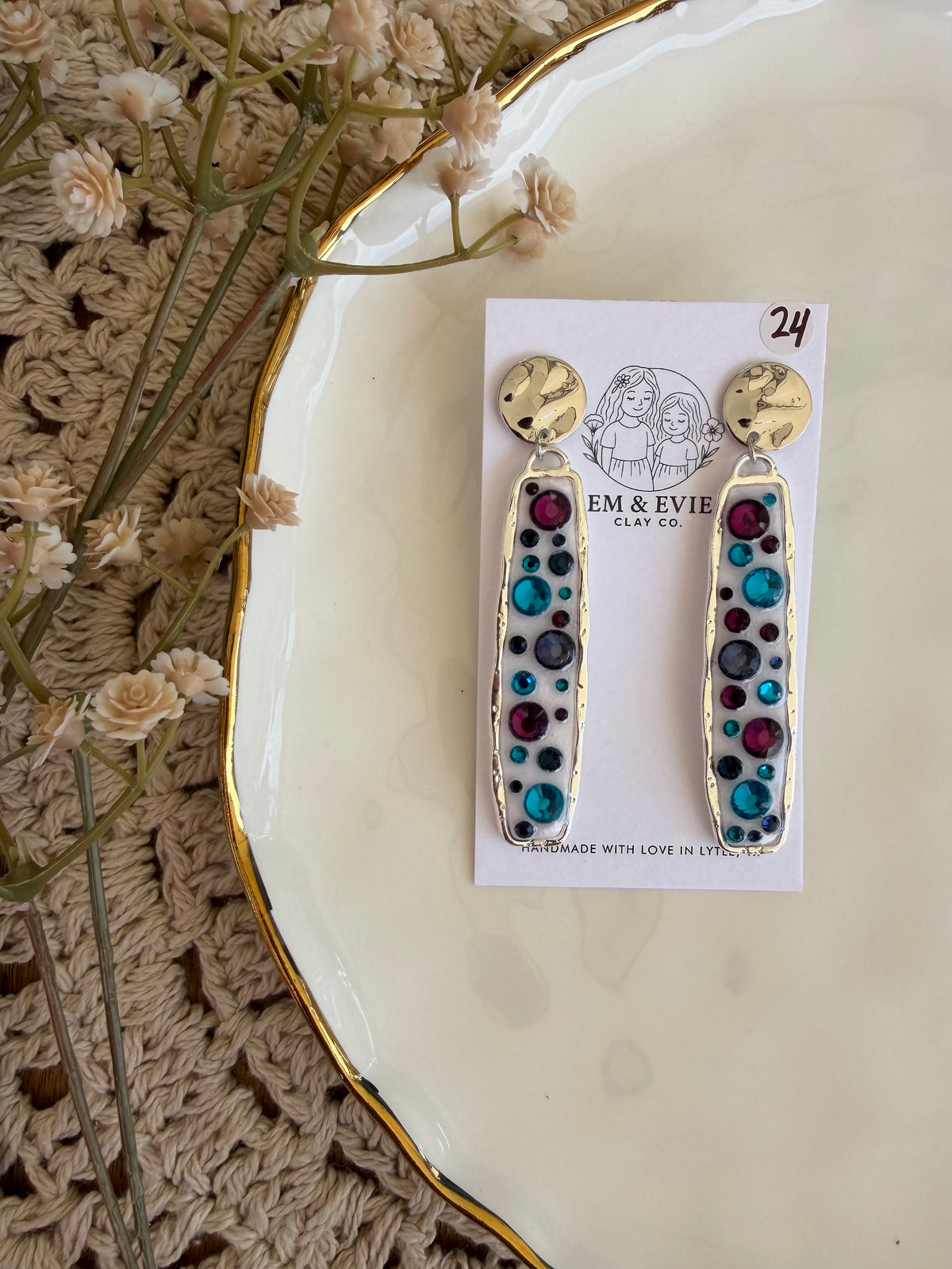 emmy- blue & purple rhinestones