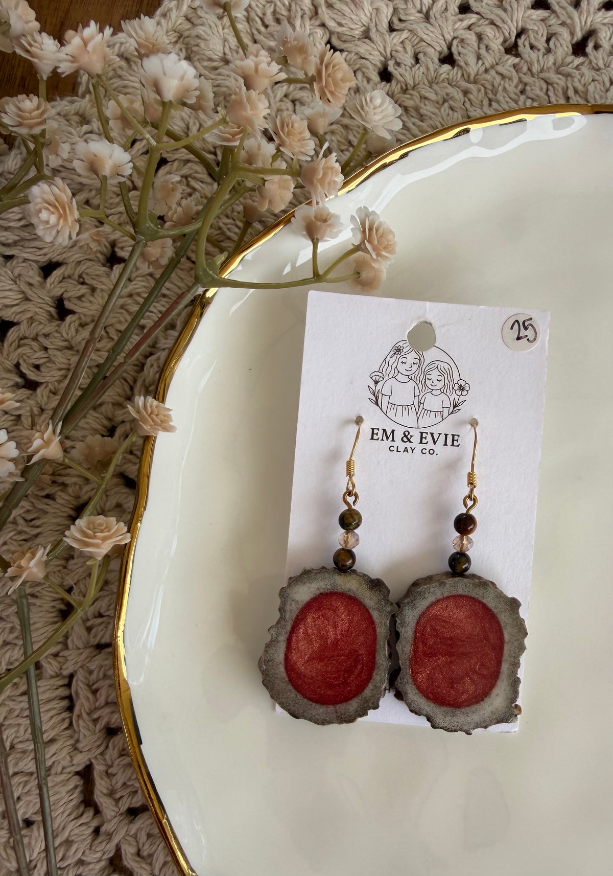 joshy- rust red antler dangles