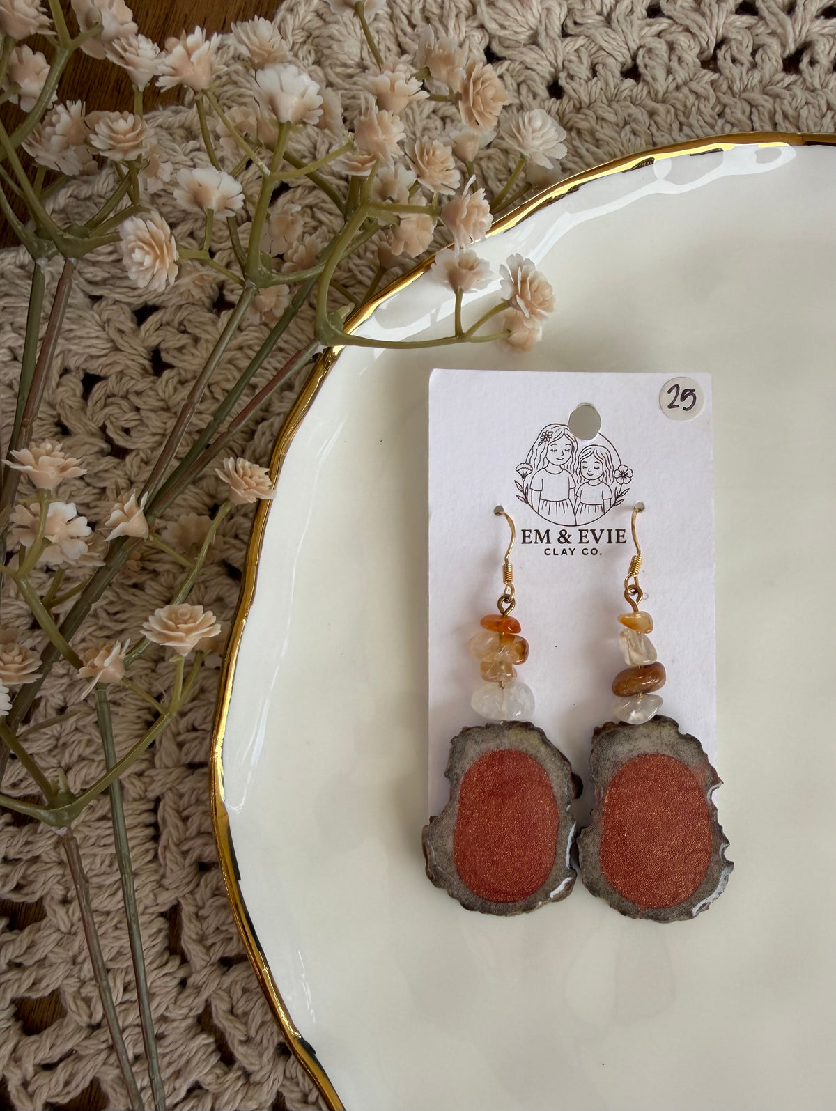 joshy- rust orange antler dangles