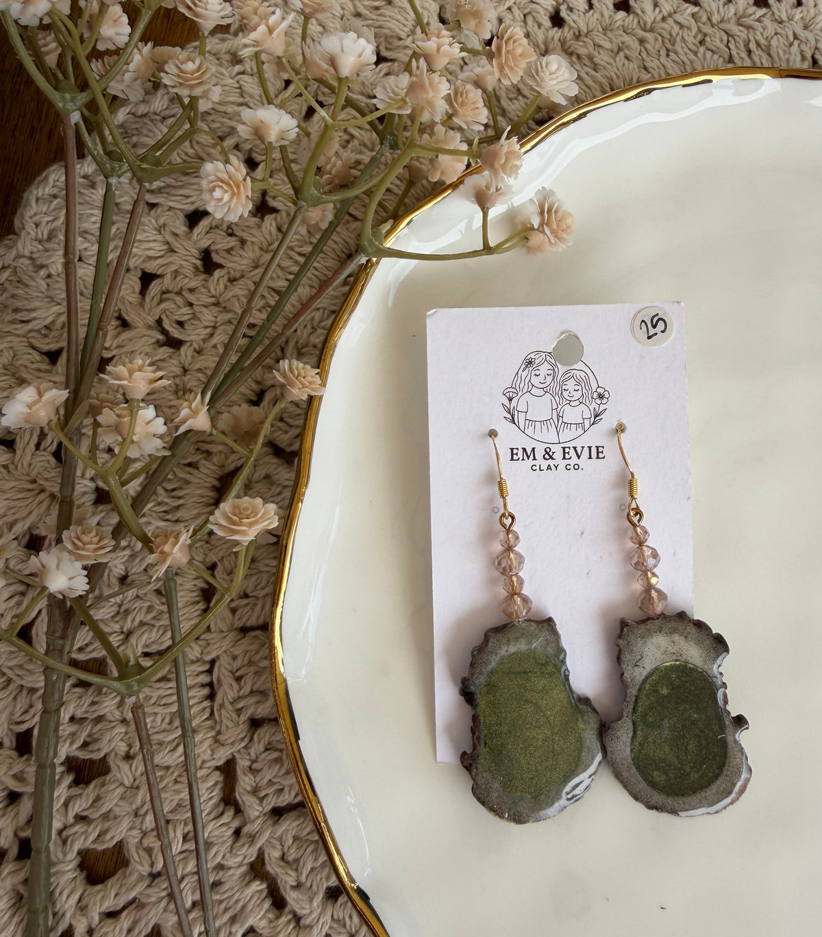 joshy- army green antler dangles